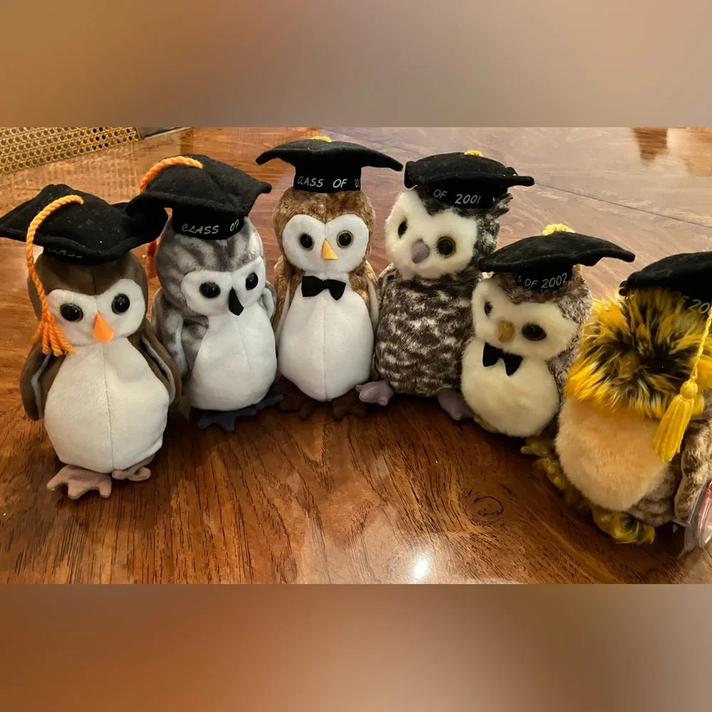 Lot of 6 graduation owls Ty Beanie Babies. Pet free and smoke free home. - Picture 1 of 8